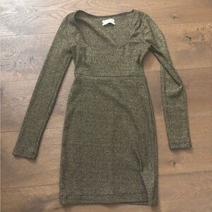 Urban outfitters black/ gold long sleeve slip dress